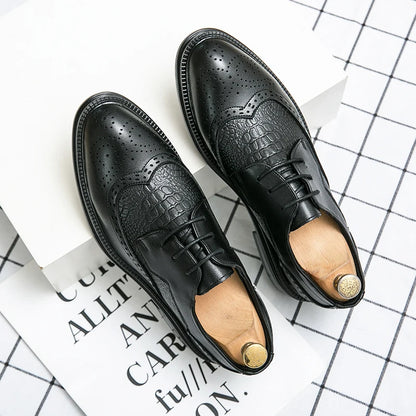Designer Business Oxfords Formal Wedding Mens Derby Italian Original Crocodile Leather Dress Office Loafers Casual Shoes for Men