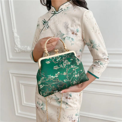 Fashion Chinese Style Banquet Bag Embroidery Pearl Handle Qipao Bag Trendy High Capacity Cosmetic Bag Women