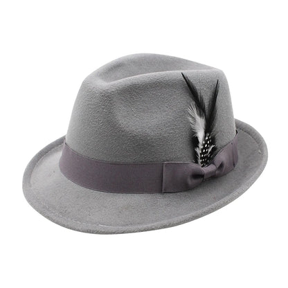 Vintage Fedora Hat Women Men Top Hat, Feather Felts Hat, Men's Jazz Hat European And American Gentleman Soft Woolen Hat