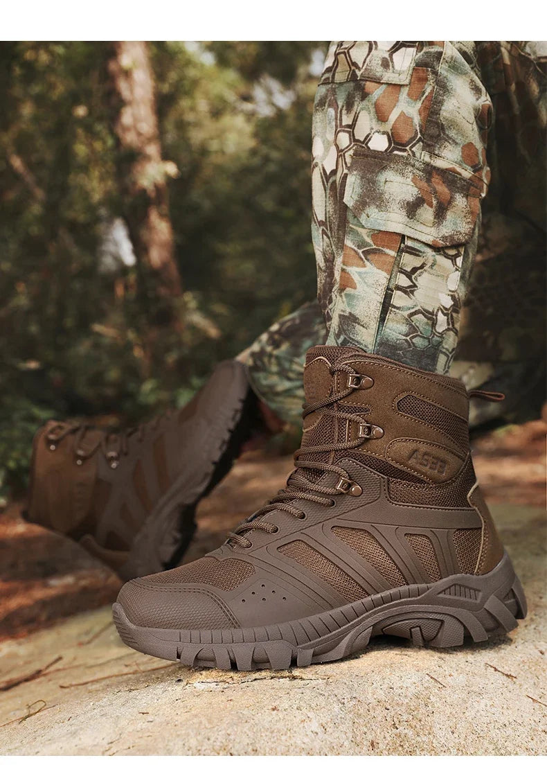 Men Tactical Boots Lace Up Desert Military Work Ankle Hiking Shoe Climbing Shoe Army Boot Unisex Size Plus Male Brand Waterproof