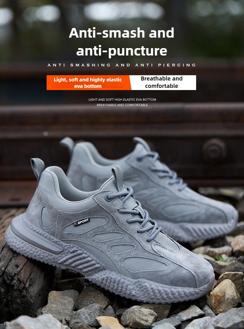 spring autumn light breathable work shoes mens work boots composite toe insulated shoes anti smash hard plastic toe safety shoes