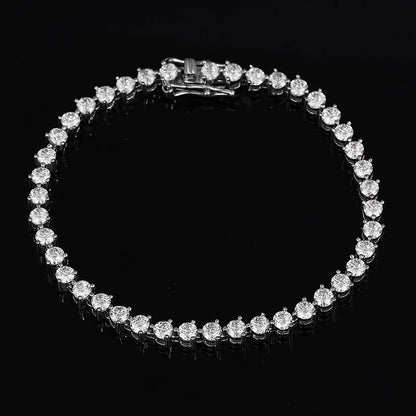 3 Claws D VVS1 Zircon/Moissanite Tennis Bracelet for Women Full Diamond Luxury Chain S925 Sterling Silver Plated Platinum