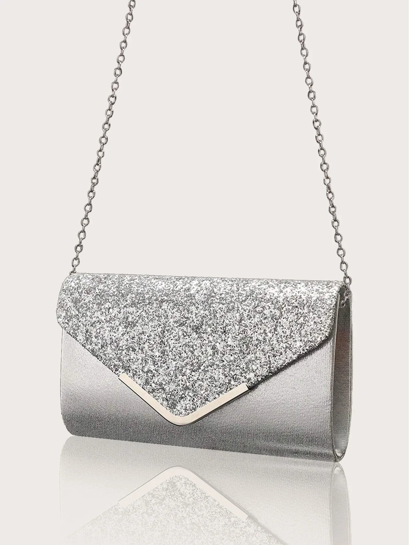 Gorgeous and elegant sparkly women's clutch bag, paired with a gorgeous rhinestone necklace, earrings and bracelet set of four.