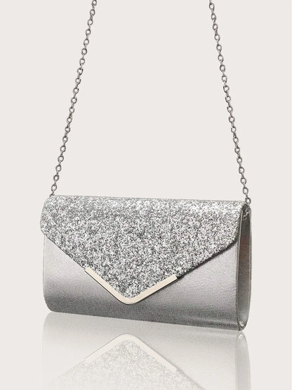 Gorgeous and elegant sparkly women's clutch bag, paired with a gorgeous rhinestone necklace, earrings and bracelet set of four.