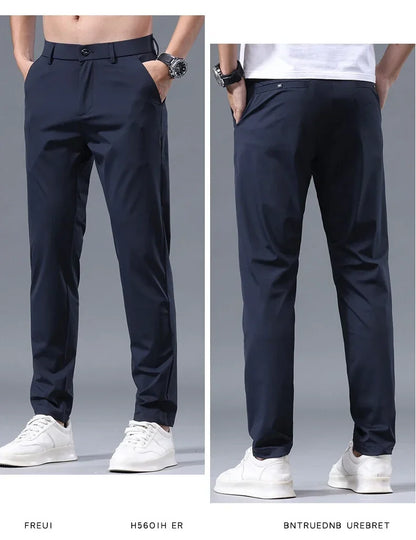 Summer New Stretch Soft Suit Pants Men Thin Fashion Business Elastic Waist Korean Slim Brand Clothes Casual Formal Trousers Male