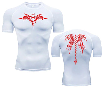 Men's Compression Shirt Anime Print Gym Sport Quick Dry Gym TShirts Fitness Athletic Undershirts Elasticity Tops Tee Summer Male