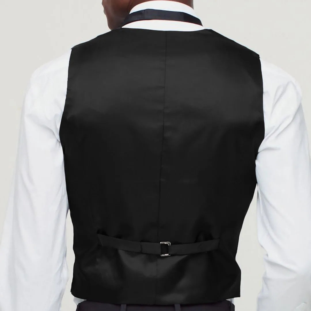 Men Vest Black Double Button Solid Waistcoat For Wedding Birthday Party Prom Business Work Daily Casual Men Suit Vest