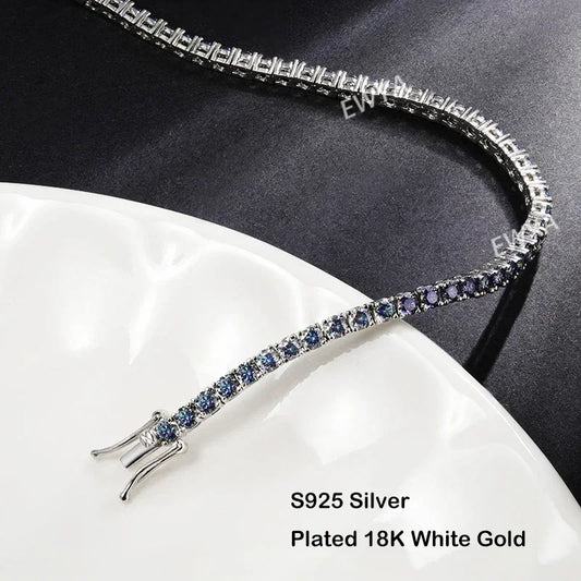 Bracelet de tennis de luxe en moissanite bleu-vert 3/4/5MM pour hommes et femmes S925, bracelets qui passent le test du diamant rouge, cadeau en gros