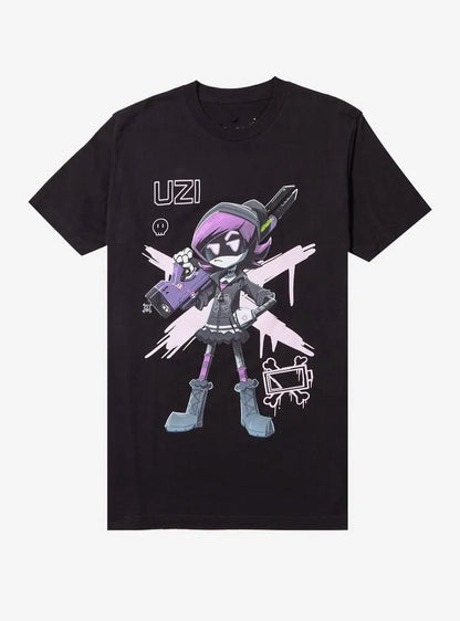 Cartoon Retro Punk Cotton Printed Short-sleeved  Murder Drones Uzi Heavyweight T-Shirt Harajuku Retro Casual Streetwear Unisex