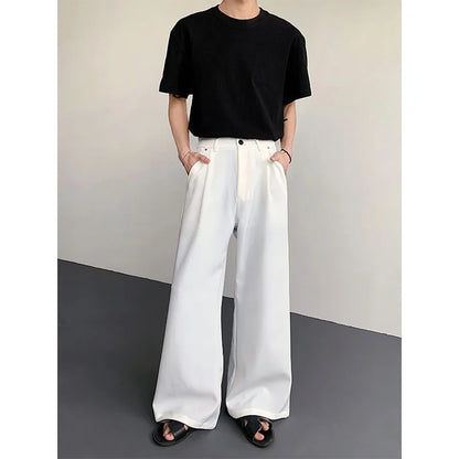 2023 New Black Suit Pants Men Fashion Social Mens Dress Pants Korean Loose Oversized Wide Leg Pants Mens Formal Trousers M-2XL
