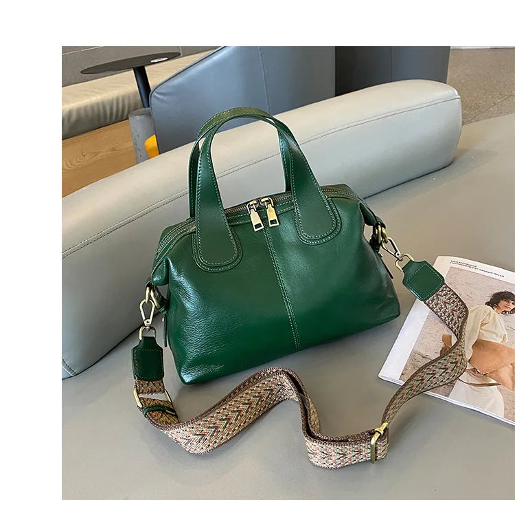 MS Genuine Leather Woman Bags Luxury Retro Shoulder Handbag Vintage Lady Messenger Casual Tote Crossbody Purses Black 2023 New