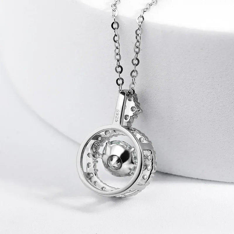 1/0.8 CT Moissanite Pendant For Women Simulated Diamond Necklace S925 Sterling Silver Jewelry Girl Valentine's Day Gift