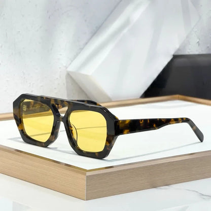 Designer Hollow Thick Acetate Women's Sunglasses Handmade Square Brand Design High Quality Female UV400 Prescription Glasses