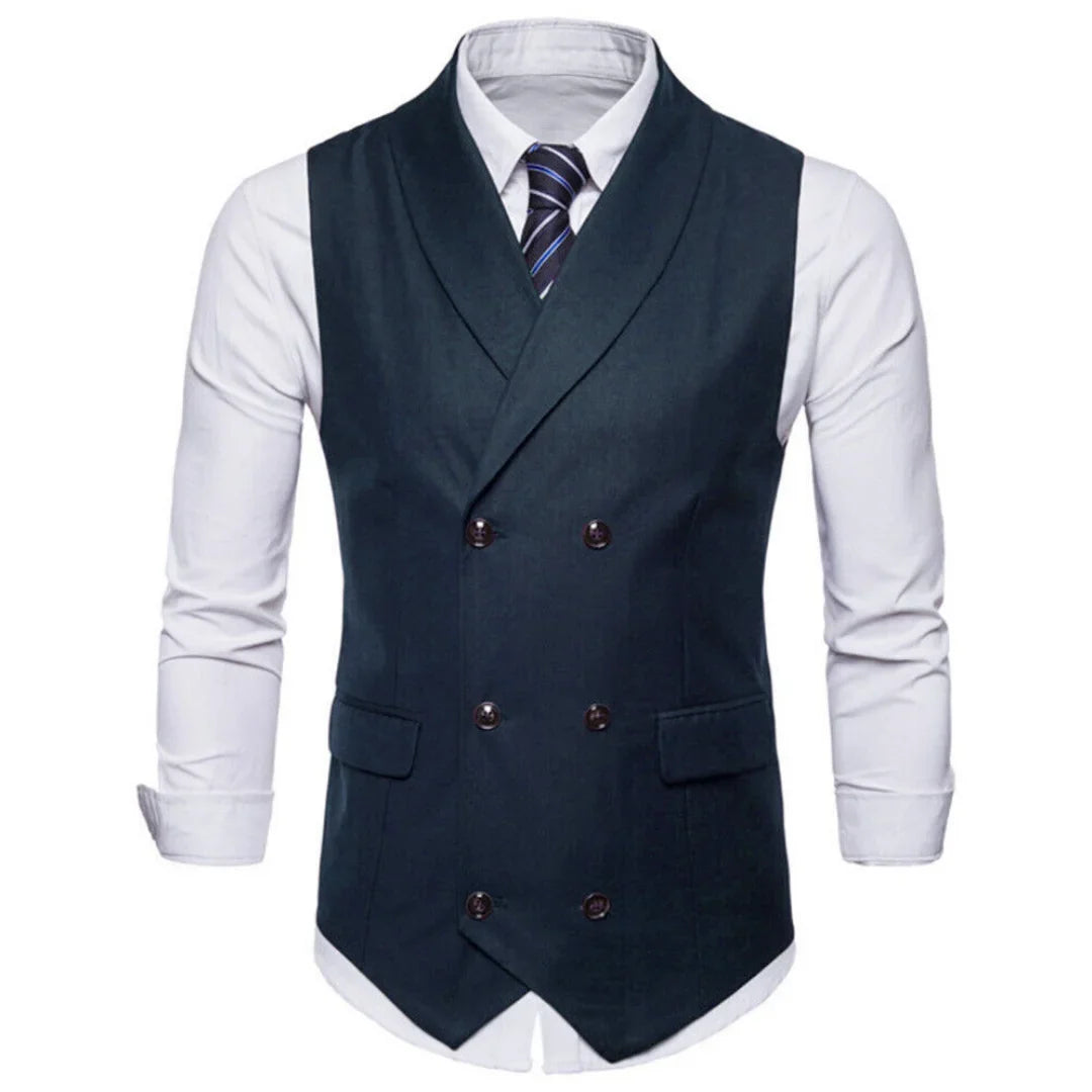 Men Vest White Solid Double Button With Lapel Waistcoat For Wedding Banquet Prom Business Office Work Casual Daily Men Suit Vest