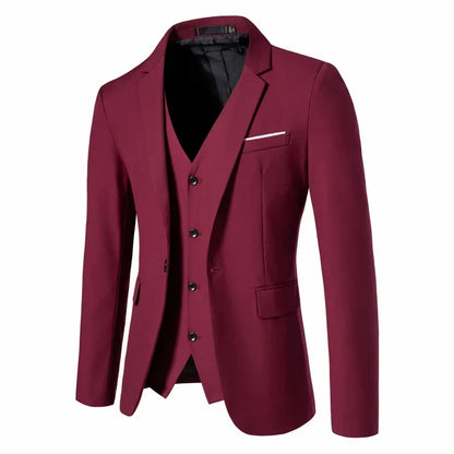 Men's Fashion Blazers Vests Two-Piece Set England Style Slim Fit Business Casual Suit Jacket Men Wedding Formal Blazers Coats