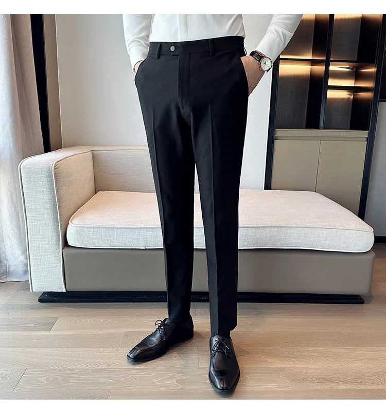 2024 Spring Autumn Fashion Business Casual Pants Men's Straight Leg Slim Fit Suit Pants Formal Office Social Wedding Dress Pants