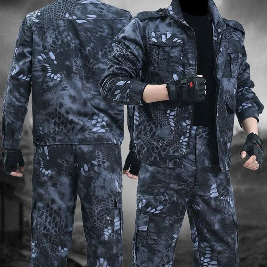 Labor Insurance Cloth Uniform Men's Soft Tracksuit Outdoor Suit Designer Clothes Black Python Pattern Wear-resistant Overalls