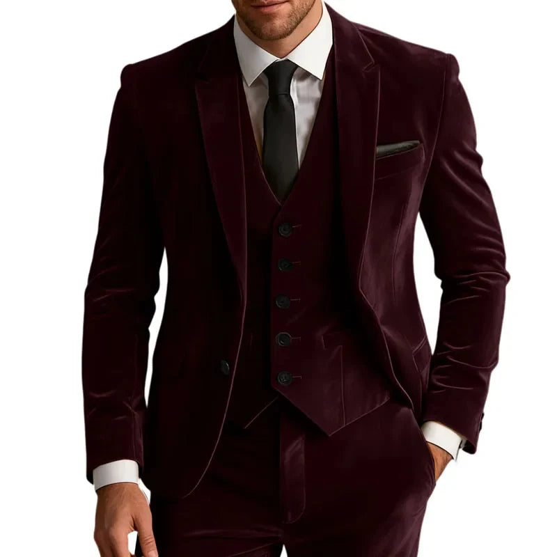 Elegant Wedding Men's Suit Business Tuxedos Formal 3 Piece Set Jacket Vest Pants Single Breasted Men Sport Coats Blazers