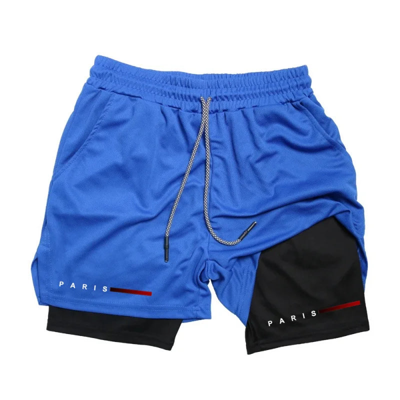 Men Running Shorts 2 in 1 Double-deck Sport Shorts Sportswear Gym Fitness Short Pants Training Jogging Bottom Men's Clothing