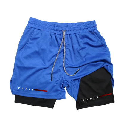 Men Running Shorts 2 in 1 Double-deck Sport Shorts Sportswear Gym Fitness Short Pants Training Jogging Bottom Men's Clothing