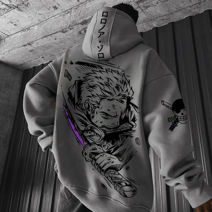 ONE PIECE Men's Hoodie Sweatshirt Roronoa Zoro Japanese Anime Summer and Autumn Boys Children's Long-sleeved Parent-child Wear