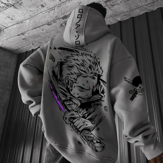 ONE PIECE Men's Hoodie Sweatshirt Roronoa Zoro Japanese Anime Summer and Autumn Boys Children's Long-sleeved Parent-child Wear