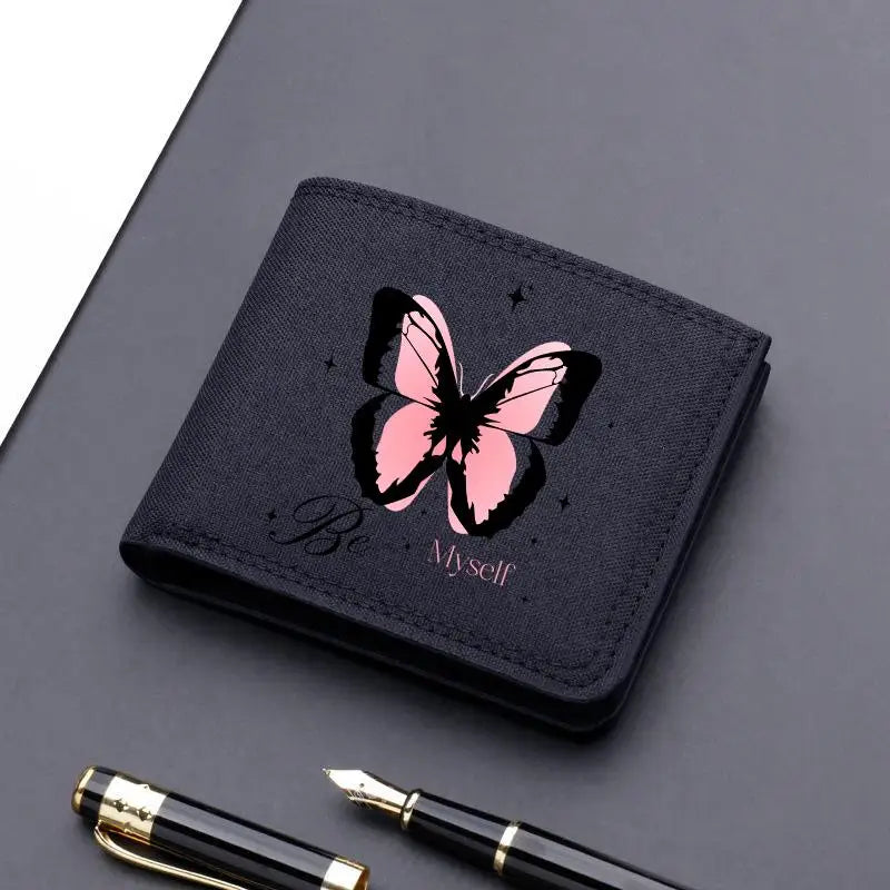 Horse Dragon Pattern Canvas Boy Girl Kids Wallet Black Card Holder Male Money Bag Bank Holder Short Purse Credit Card Case Bag