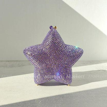 Star Shaped Crystal Evening Bags Women 2024 Boutique Gorgeous Gradient Colour Diamond Mini Clutch Purses Wedding Party