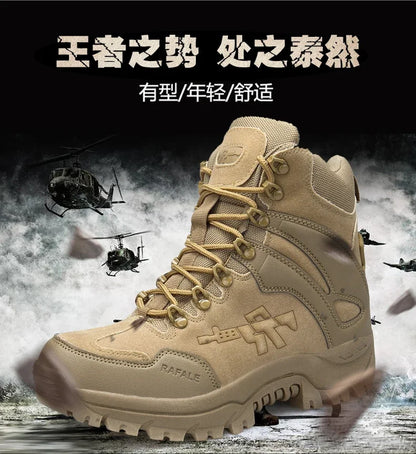 New Men Tactical Boots Army Breathable Desert High Quality Unisex Waterproof Male Hunting Boots Ankle Work Climbing Hiking Shoes