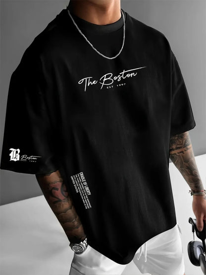 2026 Summer New Men's T-shirt with 3D Letter Pattern Printing Street Casual Fashion Comfortable Soft Breathable