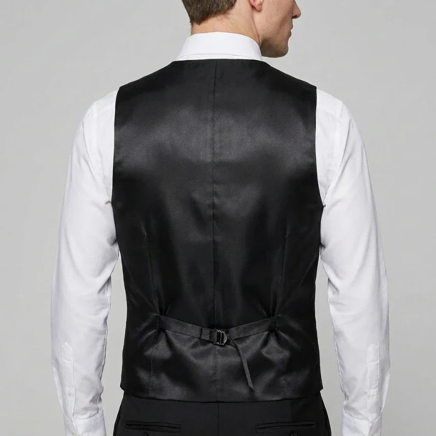 Black Men Suit Vest for Wedding Party One Piece Slim Fit Male Waistcoat Solid Color Fashion Coat EU44-EU60 New Arrival