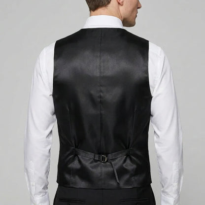 Black Men Suit Vest for Wedding Party One Piece Slim Fit Male Waistcoat Solid Color Fashion Coat EU44-EU60 New Arrival