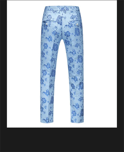New Men Luxury Jacquard Suit Pants Fashion Wedding Party Groom Dress Trouser