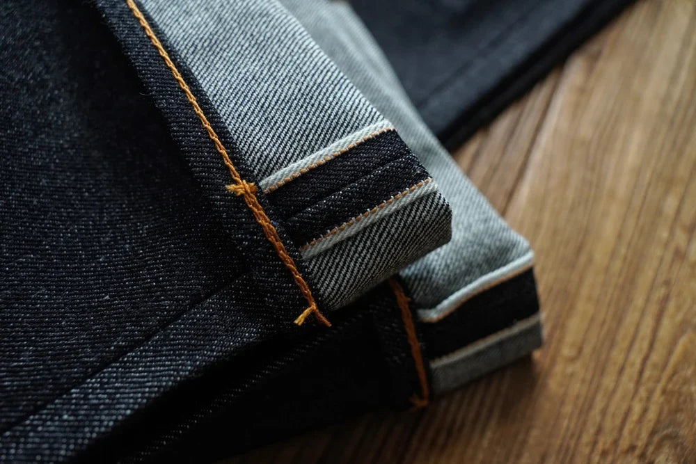 Mens Jeans Selvedge Denim Jeans for Man Silver Button Loose Fit Handmade 15 Oz