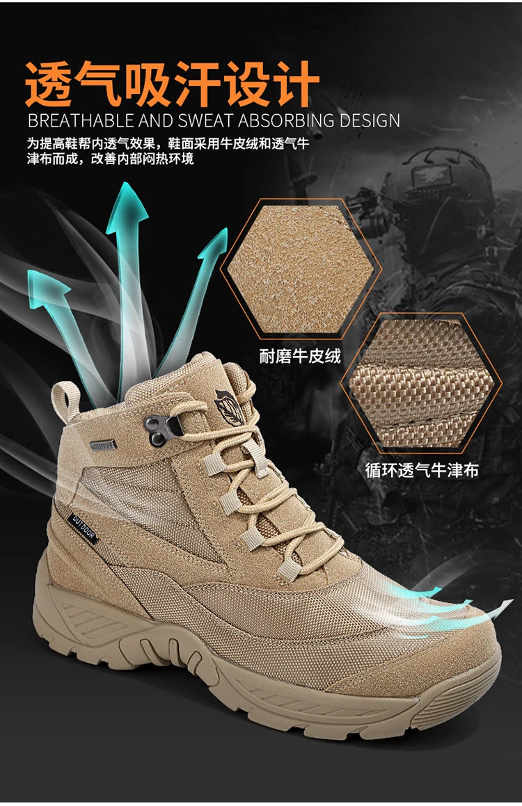 Men's Boot Combat Mens Ankle Boot Tactical Boot Male Shoes Work Safety Shoes Motocycle Boots Men Outdoor Hiking Shoes
