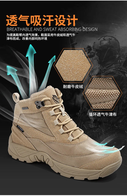 Men's Boot Combat Mens Ankle Boot Tactical Boot Male Shoes Work Safety Shoes Motocycle Boots Men Outdoor Hiking Shoes