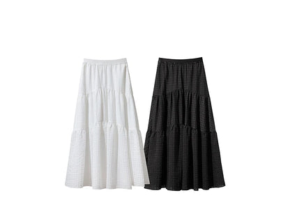 Minimalist Casual Halter Skirt Women 2025 Summer New Office Lady Solid Color Pockets Loose A line Cake Long Skirt 12542072