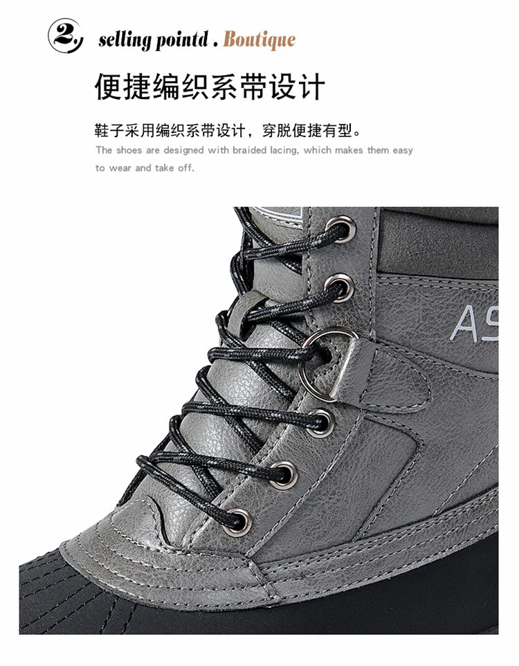 Plus Size 48 Outdoor Men Boots Winter Snow Boots for Men Training Work Boots Waterproof Slip-Resistant Keep Warm Winter Shoes
