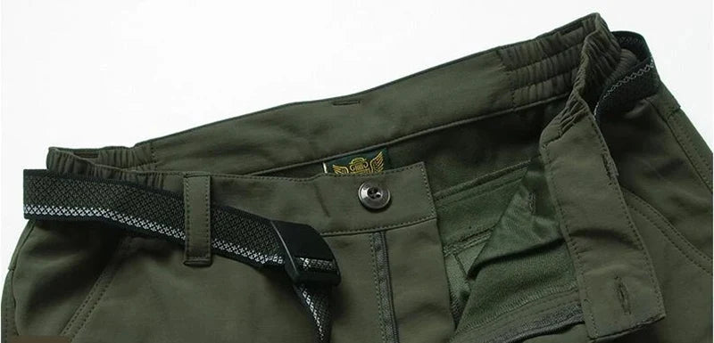 New Tactical Pants Men Winter Outdoor Work Casual Cargo Trousers Waterproof Fleece-lined Pants Elastic Hiking Traveling Workwear