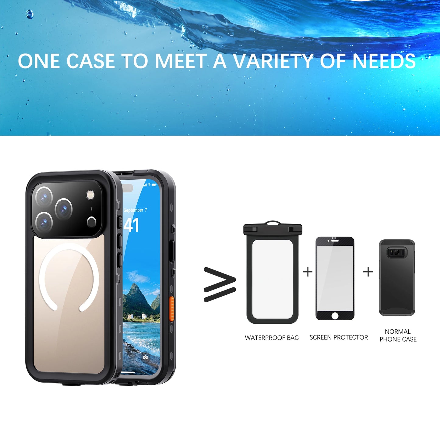 Professional Waterproof Phone Case 360° Shockproof and Dustproof IP68 (Compatible with iPhone 17 Pro/16/15/14/13)
