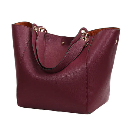 2PCS Luxury PU Leather Large Capacity Tote Bag Classic Women’s Handbag with Hand Coin Purse Top-Handle Shoulder Bag