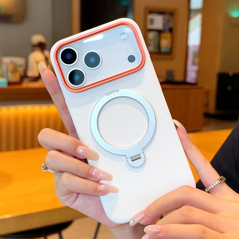 funda For iPhone Air Case ELVEV Magnetic Luxury PU Leather Anti-fall with Rotatable Ring Stand Cover for iphone17 pro max كفر
