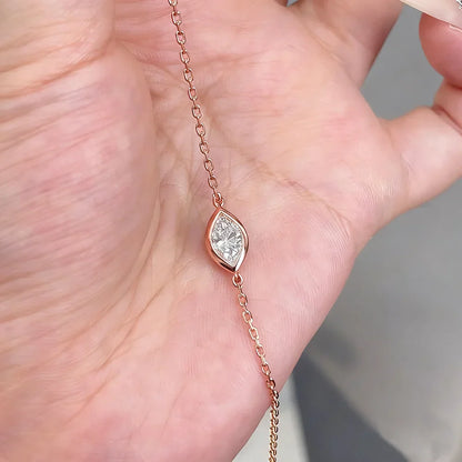 Marquise Cut 1CT Solitaire Diamond Bubble Moissanite Bracelets For Women 925 Silver Plated 18k Chain Dainty Shining Gift