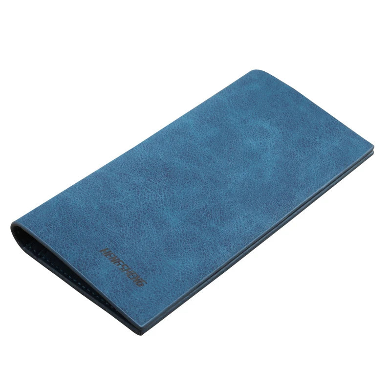 Long Men's Wallet, Thin Vintage Frosted Soft Leather Billfold, Men's Personalized Fashion Student Ticket Holder Moneybag 2025
