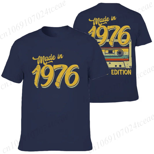 Made in 1976 Limited Edition Birthday Print T-Shirt for Men Hip Hop Streetwear 1976 Limited Cassette Men's Women Clothing Brand