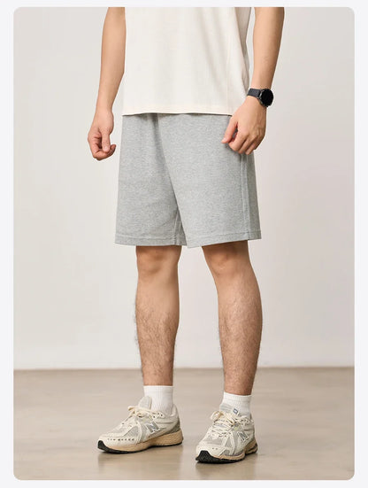 2026 Summer New 340g Twill Knit Men Shorts Casual Loose Fit Sweatpants Shorts Solid Color Breathable Jogger Shorts
