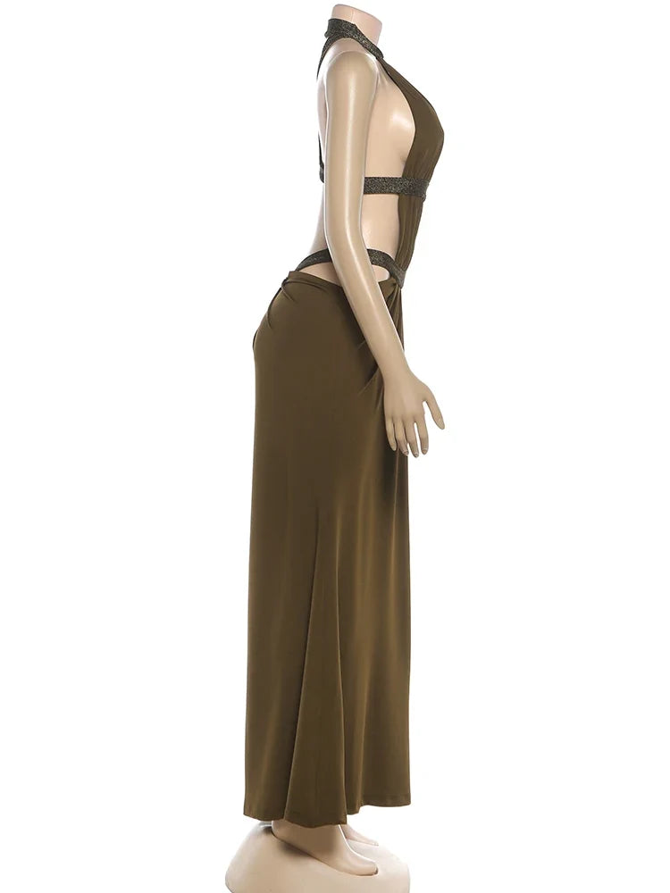 Elegant Backless Dress Women Y2K Patchwork Sparkle Bandage Irregular Sleeveless Sexy Beach Vacation Hottie Vestidos