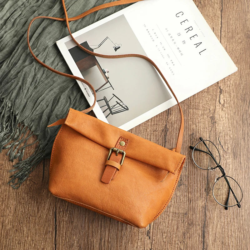 Soft Genuine Leather Women Messenger Bag Female Real Leather Crossbody Shoulder Bags Small Handbag Retro Phone Bag for Girls