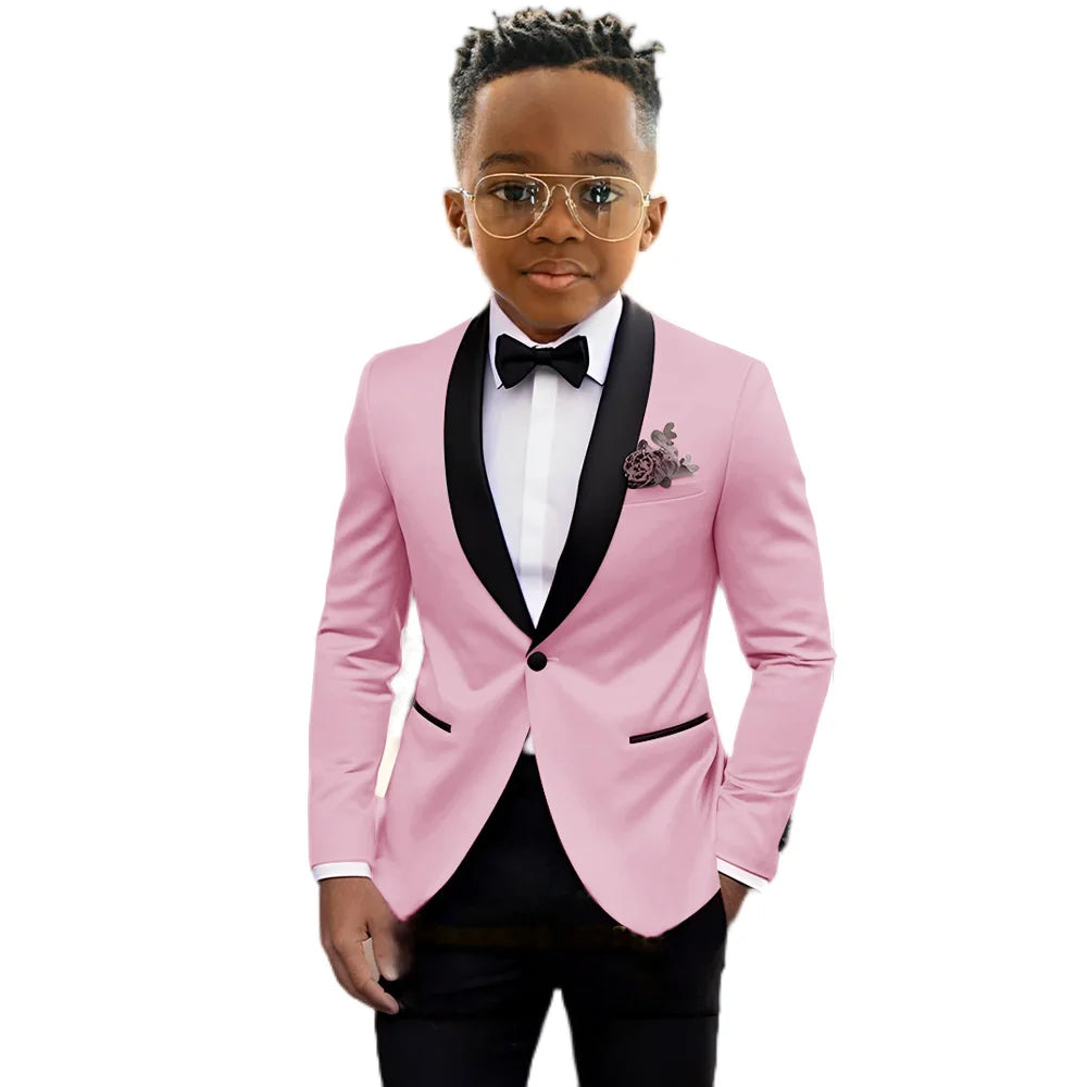 2026 New Classic Shawl Lapel Boys Slim Fit Suits 2 Pieces Wedding Guest Outfit Formal One Button Children's Tuxedo Party Wear
