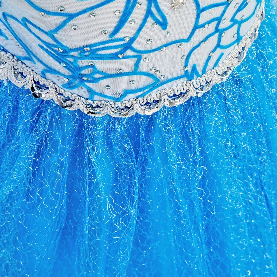 Children Carnival Blue Sequins Elsa Cosplay Dress Girls Elegant Blue Princess Costume Kids Halloween Birthday Party Clothes